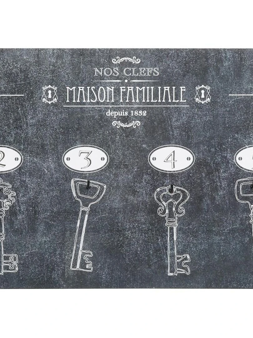 Panneau 6 clés Bistrot 19x44 cm Maison familiale Noir