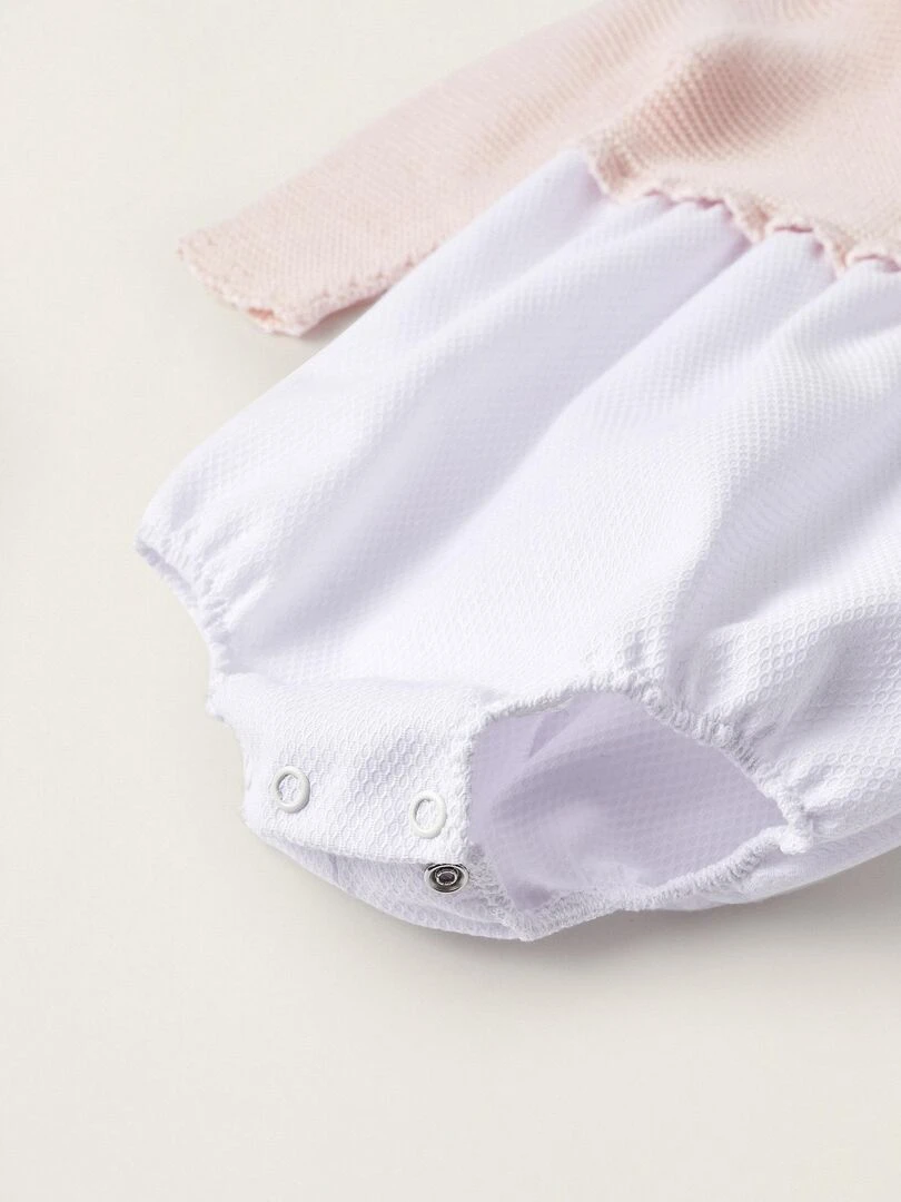 Body à manches longues combiné pour nouveau né manches longues ATLANTIC COMPANY   Rose clair