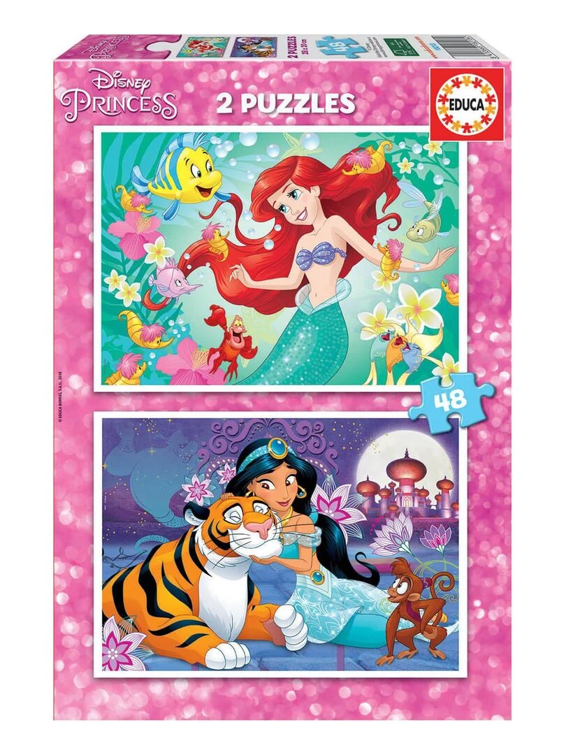 Puzzle 2 x 48 pièces : Princesses Disney : Ariel et Jasmine N/A