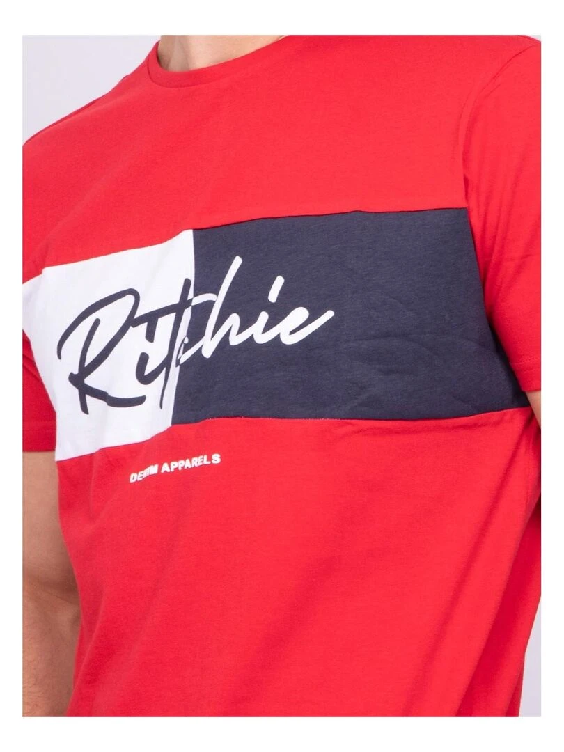 T shirt col rond pur coton NOWARE   Rouge