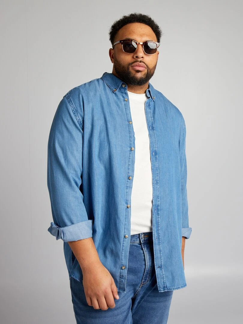Chemise droite effet denim Bleu