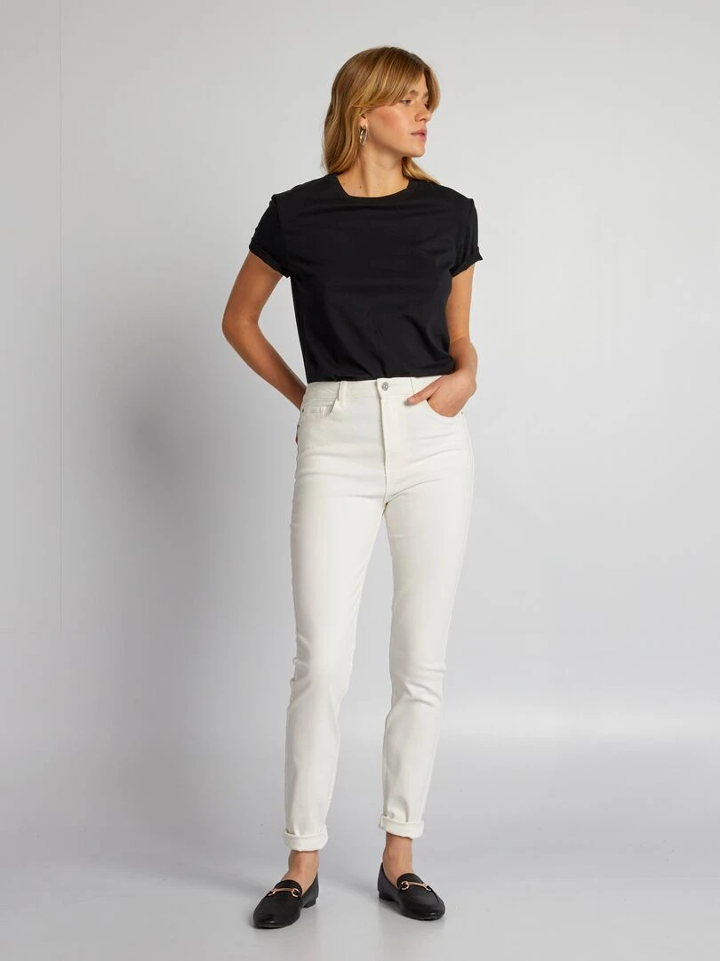 Jean skinny à taille haute L34 Blanc