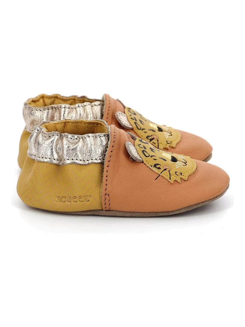 Chaussons Cuir Leopardo Marron