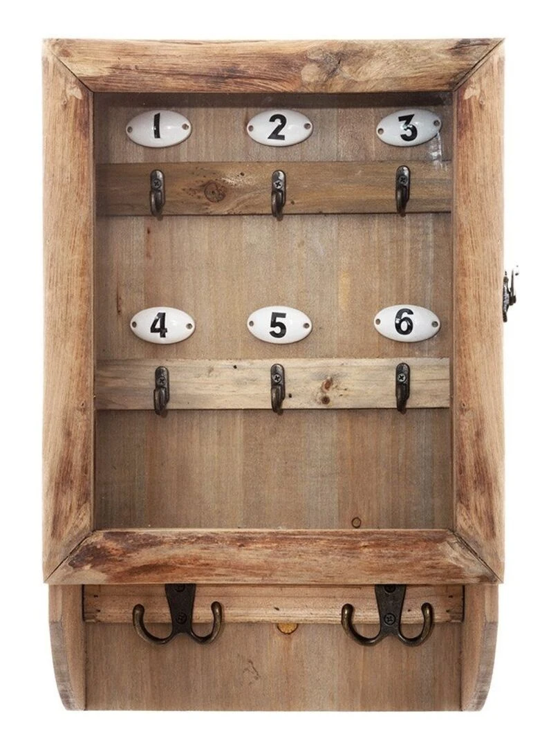 Boîte à clés rétro en bois   Marron