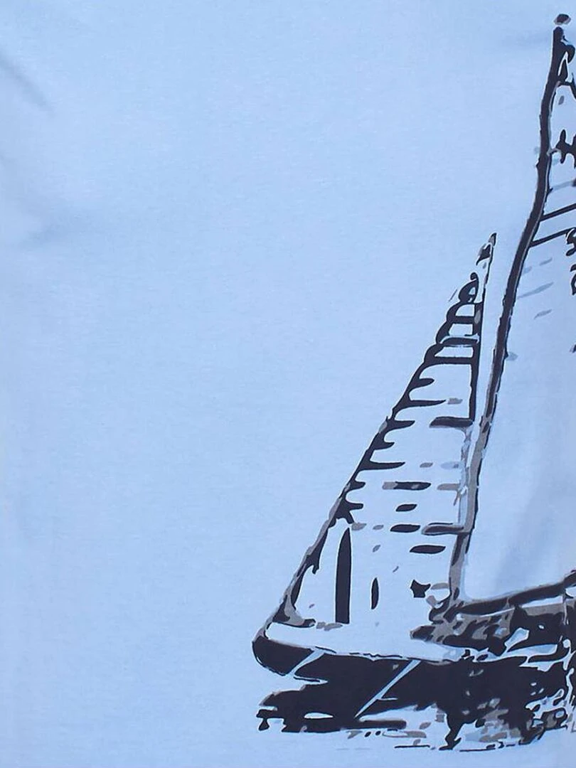 T shirt manches courtes homme CADRIO   VENT DU CAP   Bleu ciel