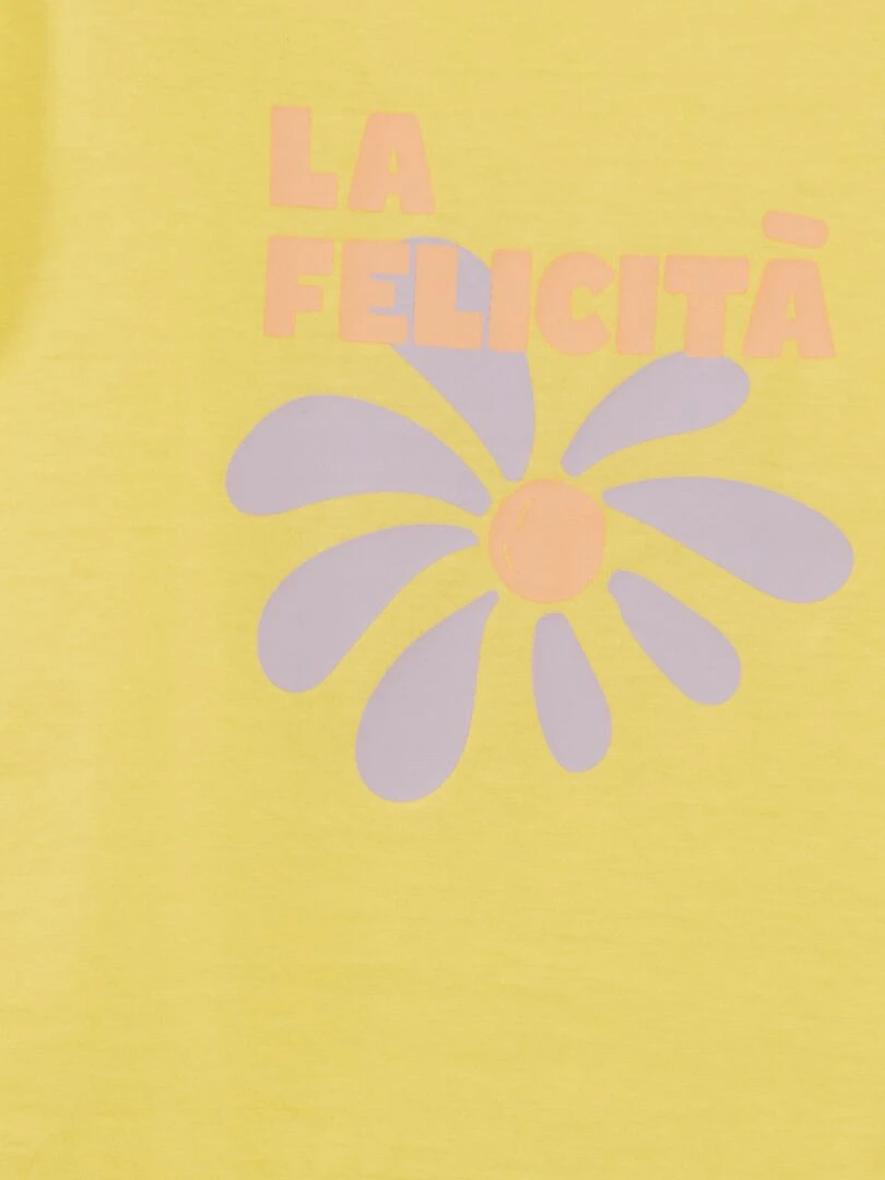 T shirt en jersey avec revers de manches   Jaune