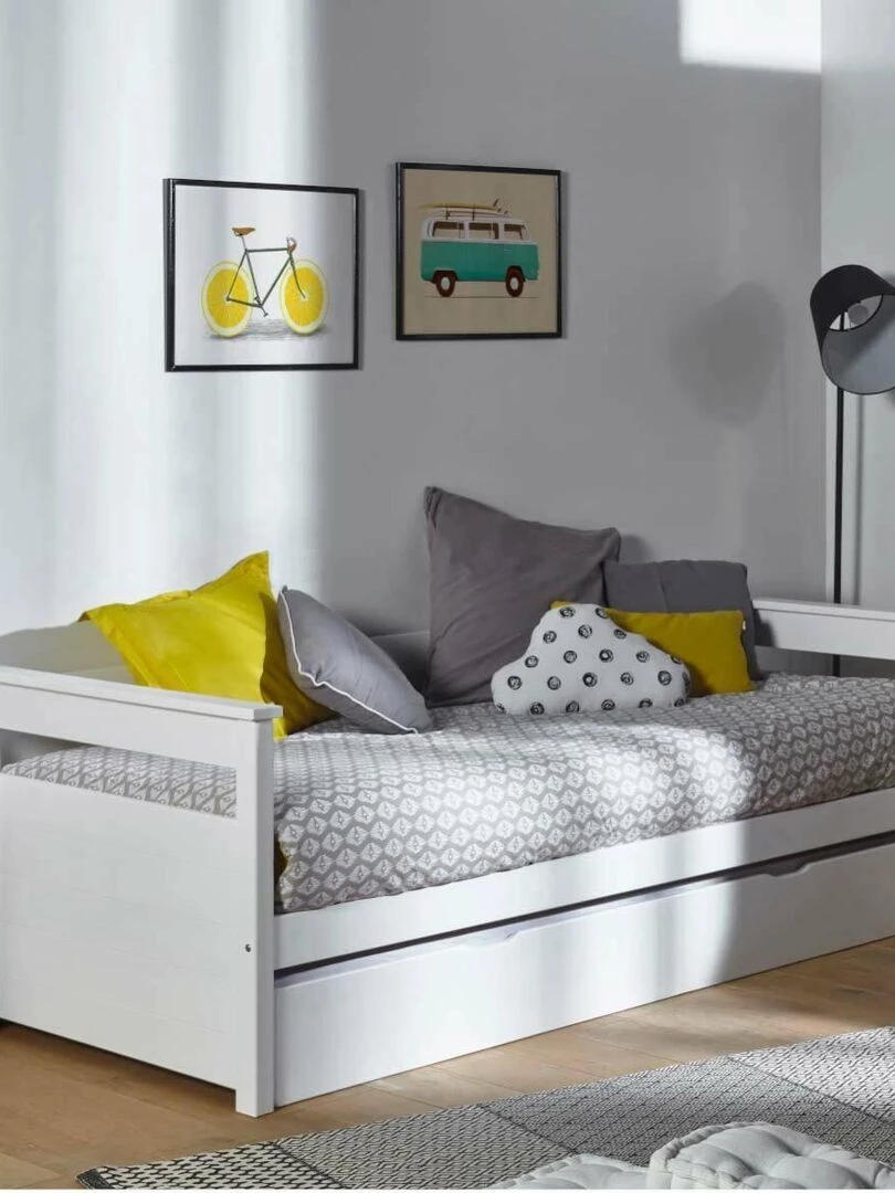 Pack lit gigogne avec 2 matelas Izao   AKITEN RETAIL   Blanc Blanc