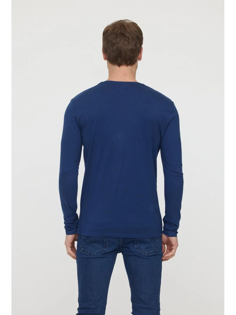 Lee Cooper   T Shirt manches longues coton regular AJESSY   Bleu marine