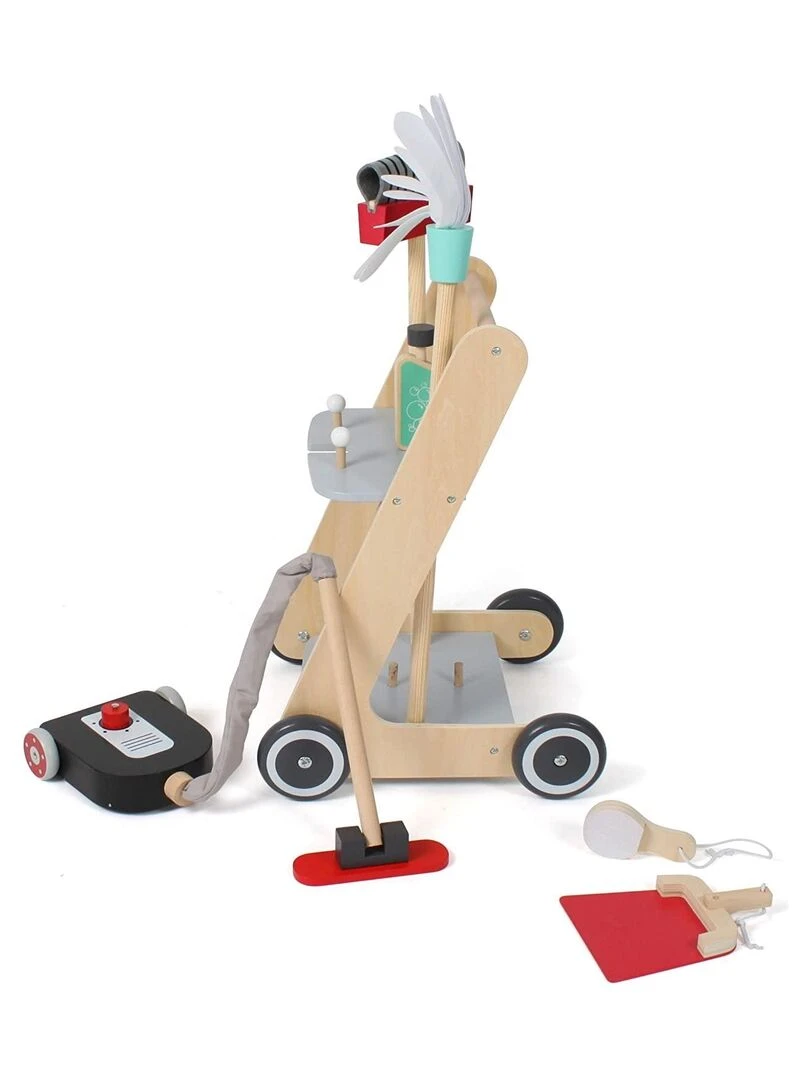 Chariots de nettoyage en bois pour enfants avec balais  aspirateur et accessoires   N/A