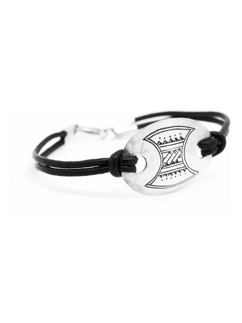 Bracelet cuir touareg mixte fait main Bijoucolor Argent