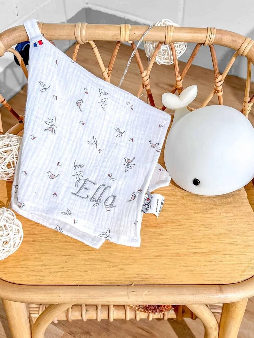 Doudou lange attache tétine en gaze de coton Melody Multicolore