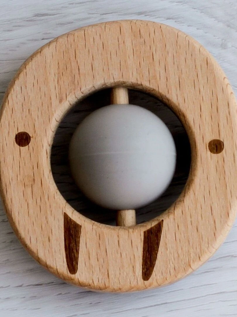Jouet de dentition en bois et silicone Gris