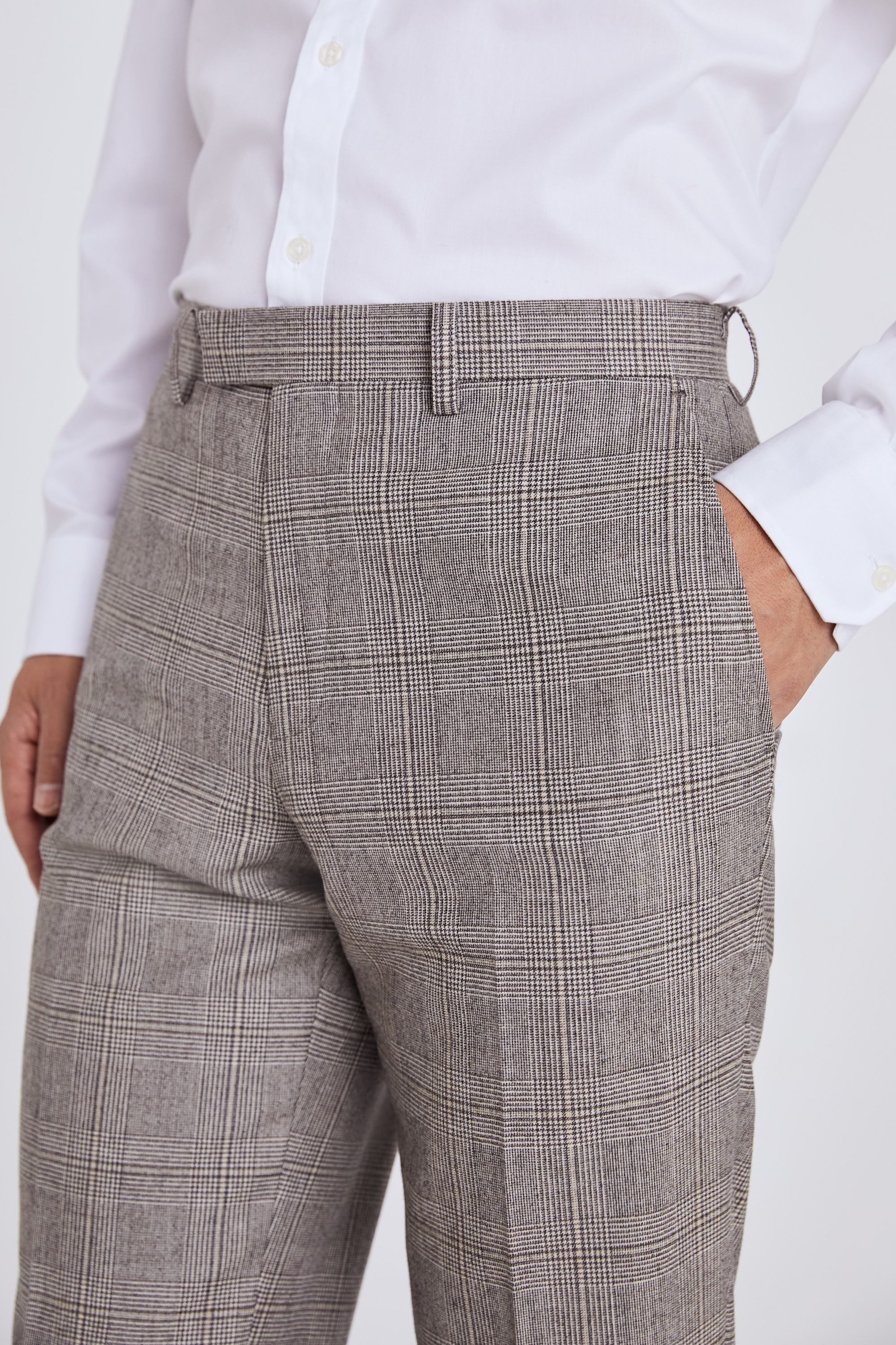 Regular Fit Neutral Check Performance Trousers    Buy Online at Moss