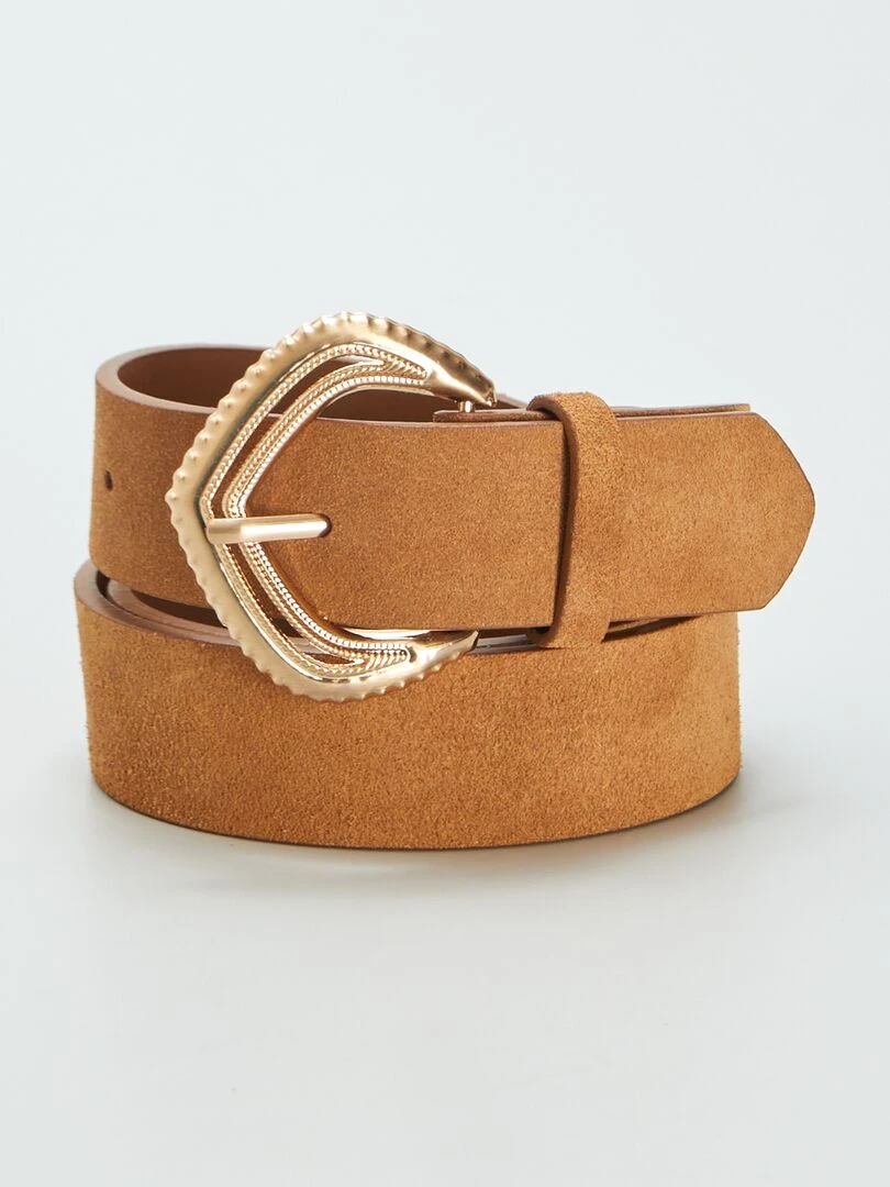 Ceinture en cuir avec boucle fantaisie Camel