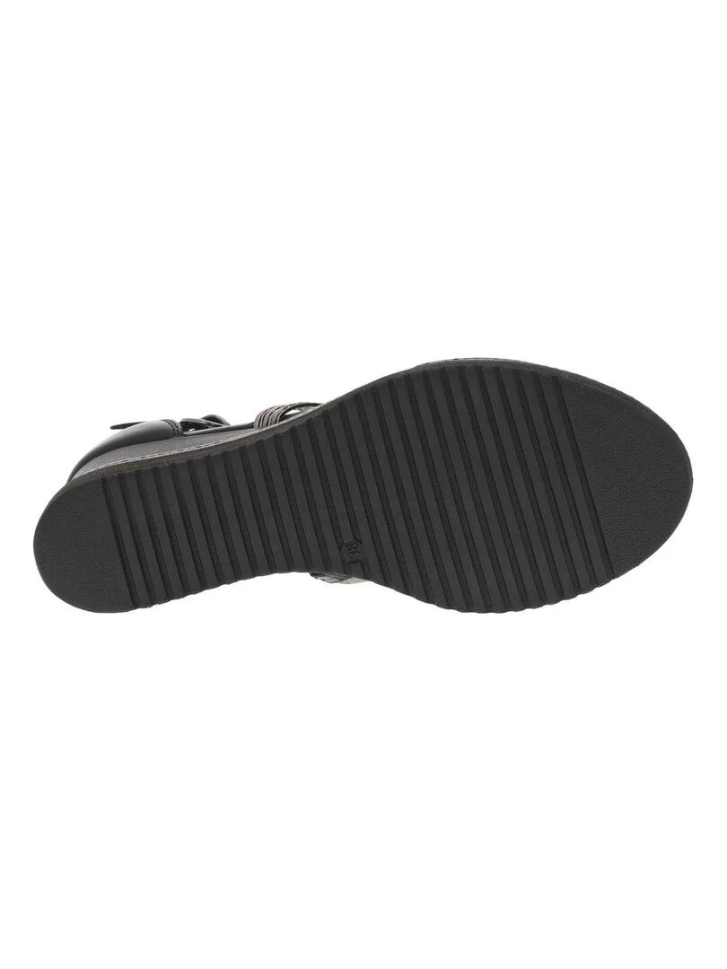 TAMARIS   Nu pieds cuir talon compensé haut   Noir