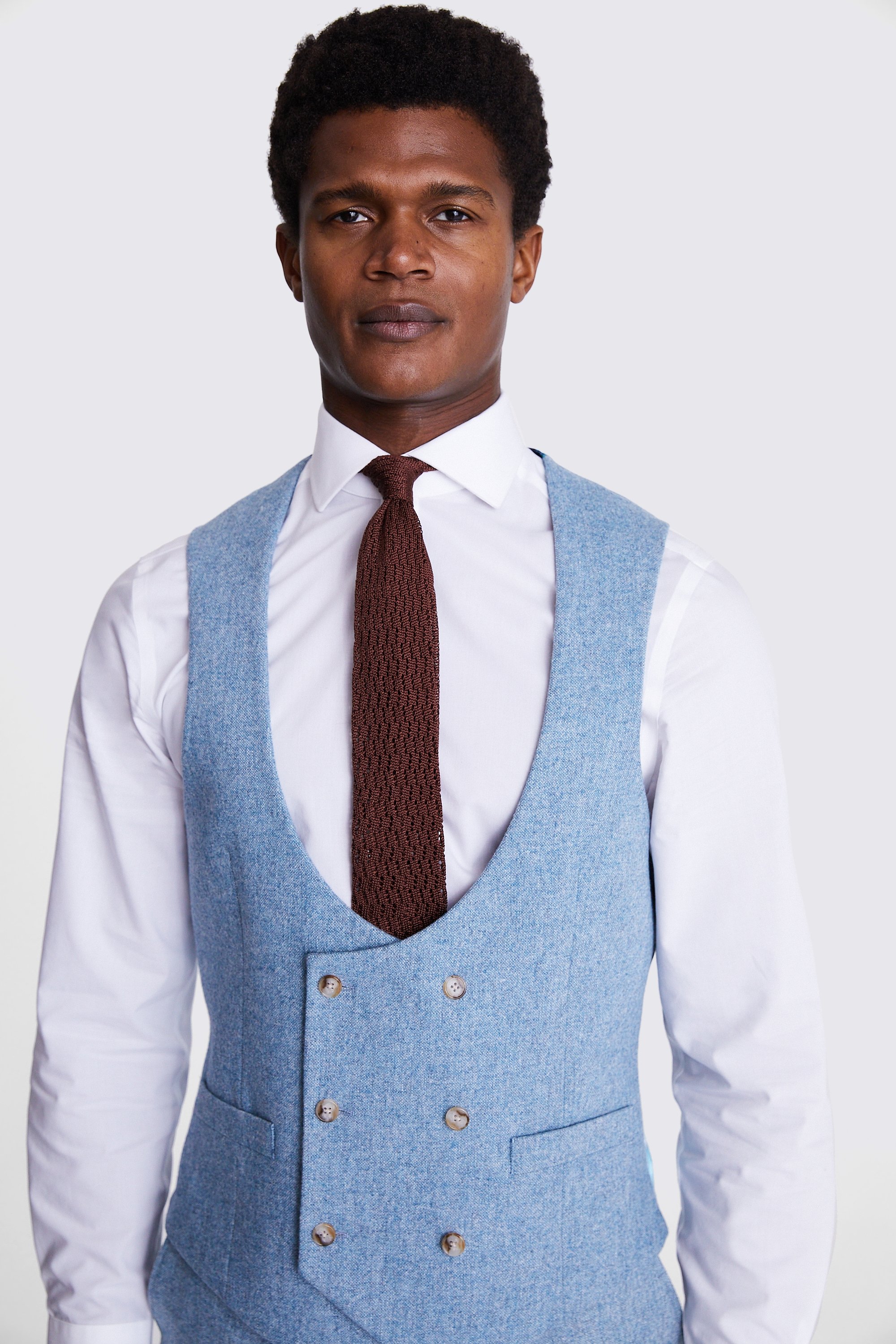 Tailored Fit Aqua Donegal Waistcoat   Buy Online at Moss