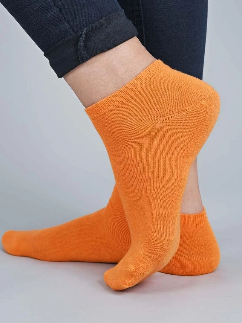 Socquettes Coton Prémium Lot 10 Paires Fabrication UE Orange
