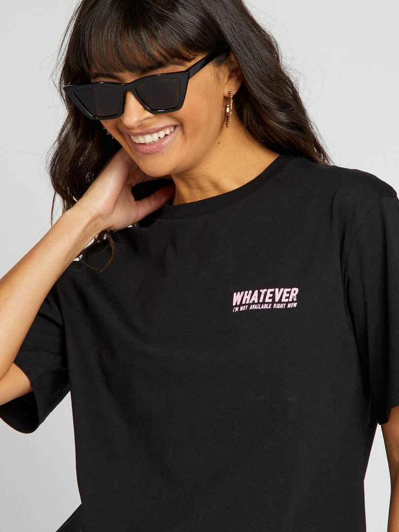 Tee shirt en jersey avec imprimé   Noir/rose