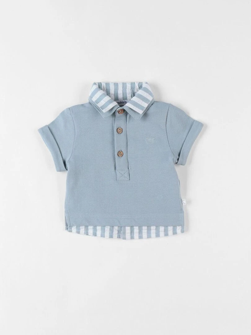 Polo 2 en 1 en coton piqué Noukie's Bleu