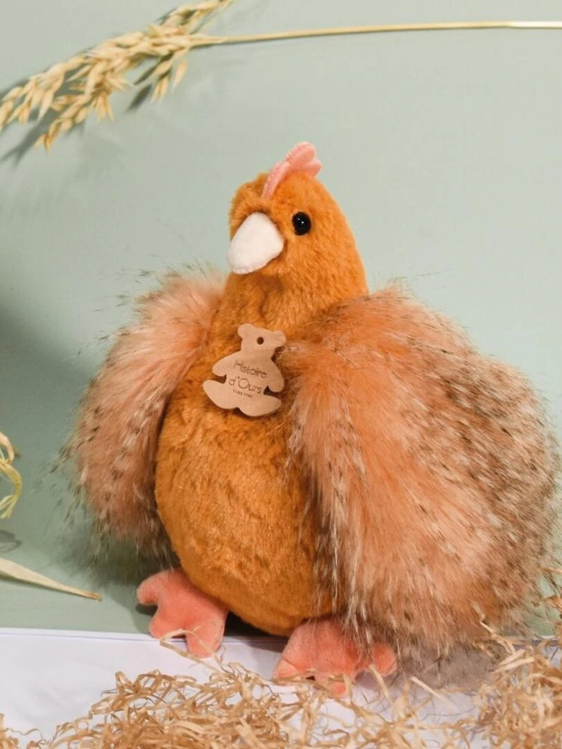 Peluche poule orange Les Poulettes Champêtres Chics (20 cm)   Orange