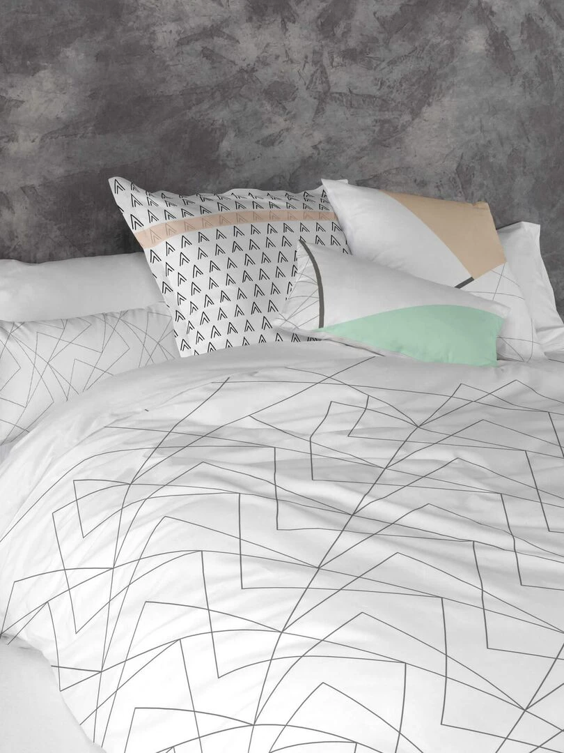 Housse de coussin Up "Happyfriday" Blanc
