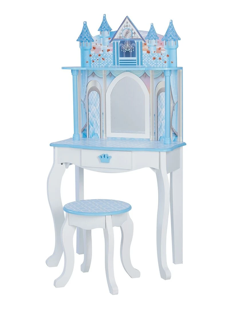 Coiffeuse enfant avec tabouret Château de rêve fille princesse bleu Fantasy Fields Teamson Bleu