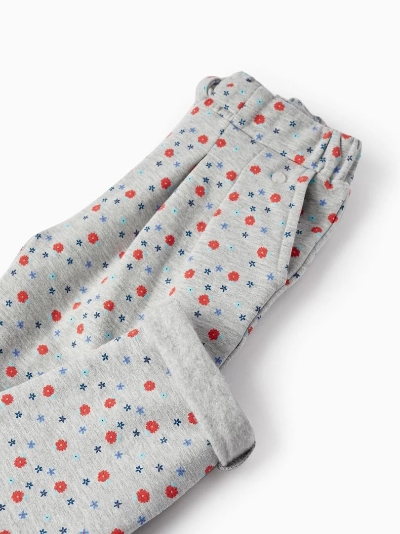 Pantalon en coton à motif floral pour fille  SPRING BEGINS   Gris clair