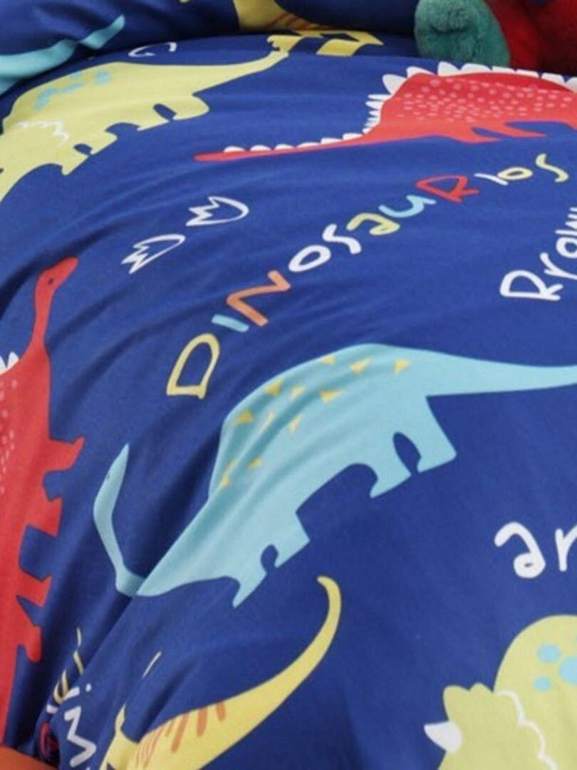 Housse de couette 140x200 + 1 taie d'oreiller 60x60 cm Polycoton Dinazorus   Bleu