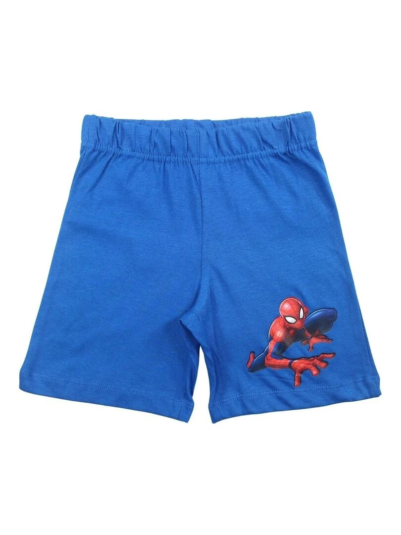 Spiderman   Ensemble T shirt short garçon Imprimé Spiderman   Bleu