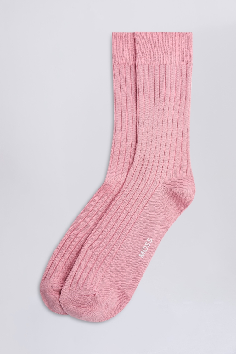 Pale Pink Fine Ribbed Socks Buy Online at Moss