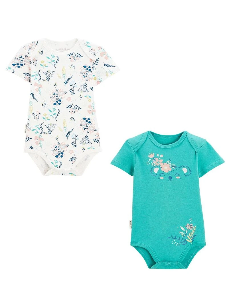Lot de 2 bodies bébé manches courtes Paradise Flowers Bleu