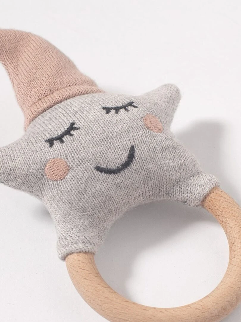 Hochet pour bébé en coton tricoté étoile   Rose