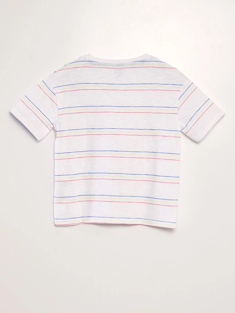 T shirt à rayures colorées Blanc/bleu/jaune/rouge