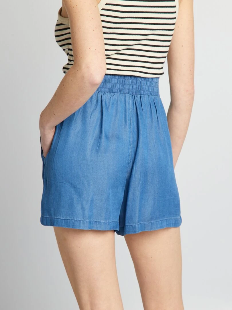 Short fluide à taille élastiquée   Bleu