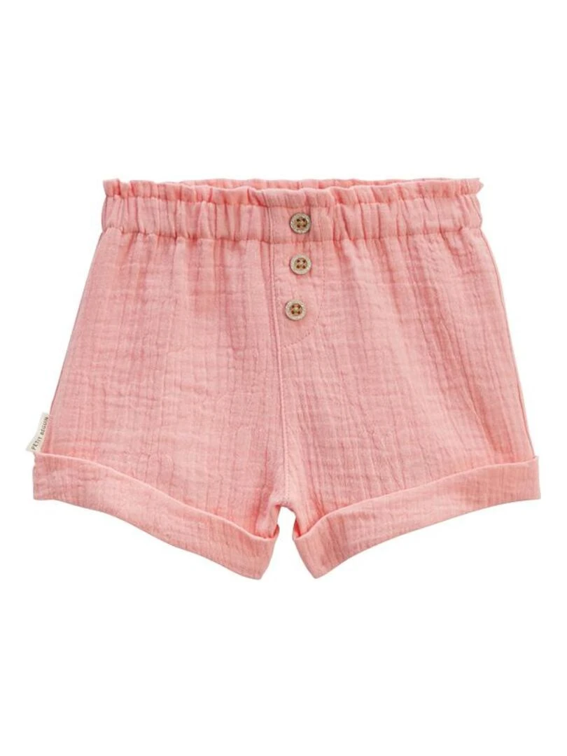 Short enfant en gaze de coton Pivoina Orange corail
