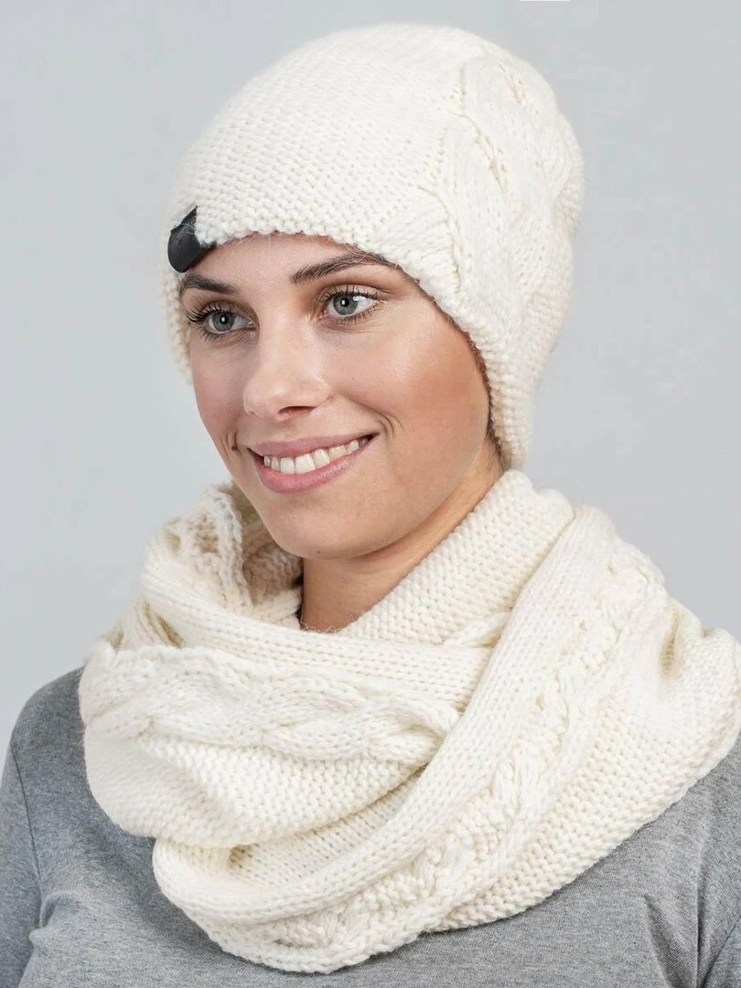 Ensemble Snood Bonnet Moyna Made in UE Blanc
