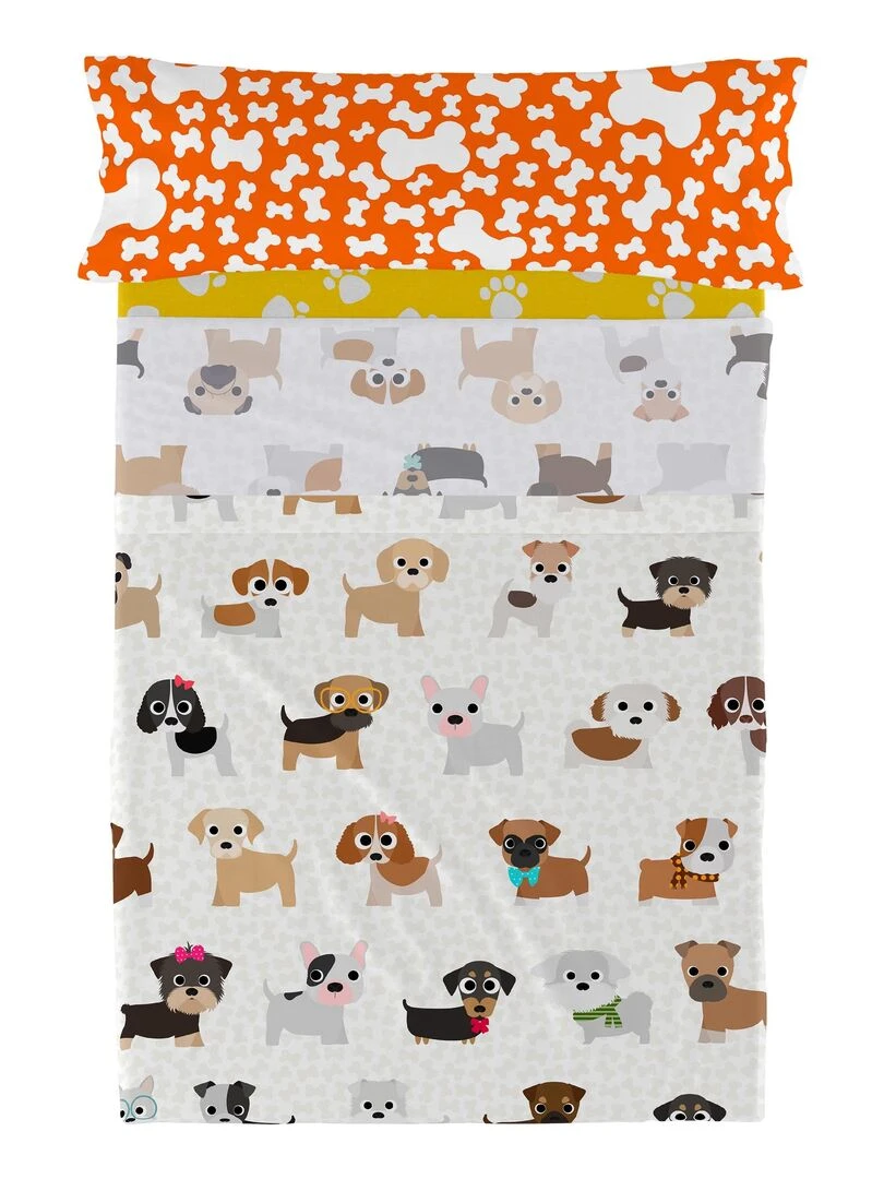 Parure de lit 2 pièces Dogs "Happyfriday"   Blanc