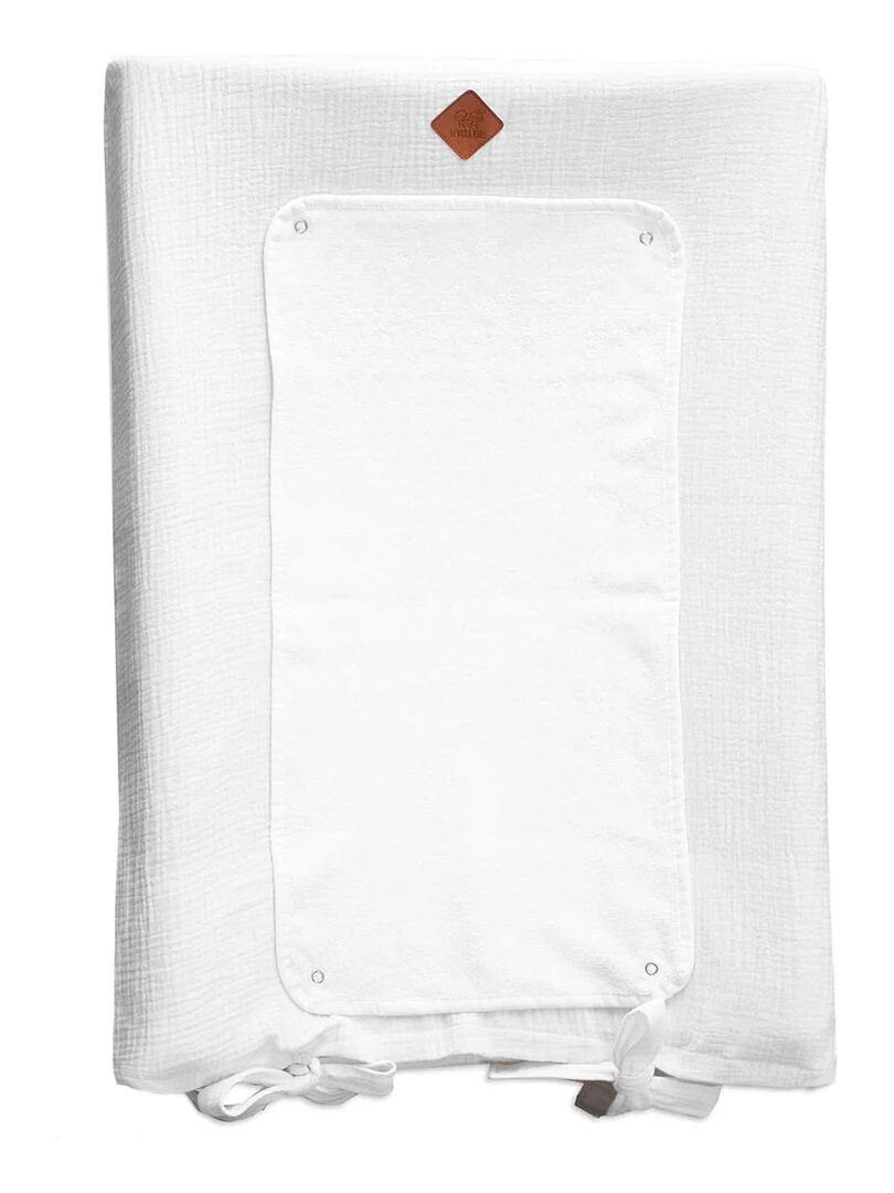 Housse de matelas à langer en gaze de coton Jeanne Blanc