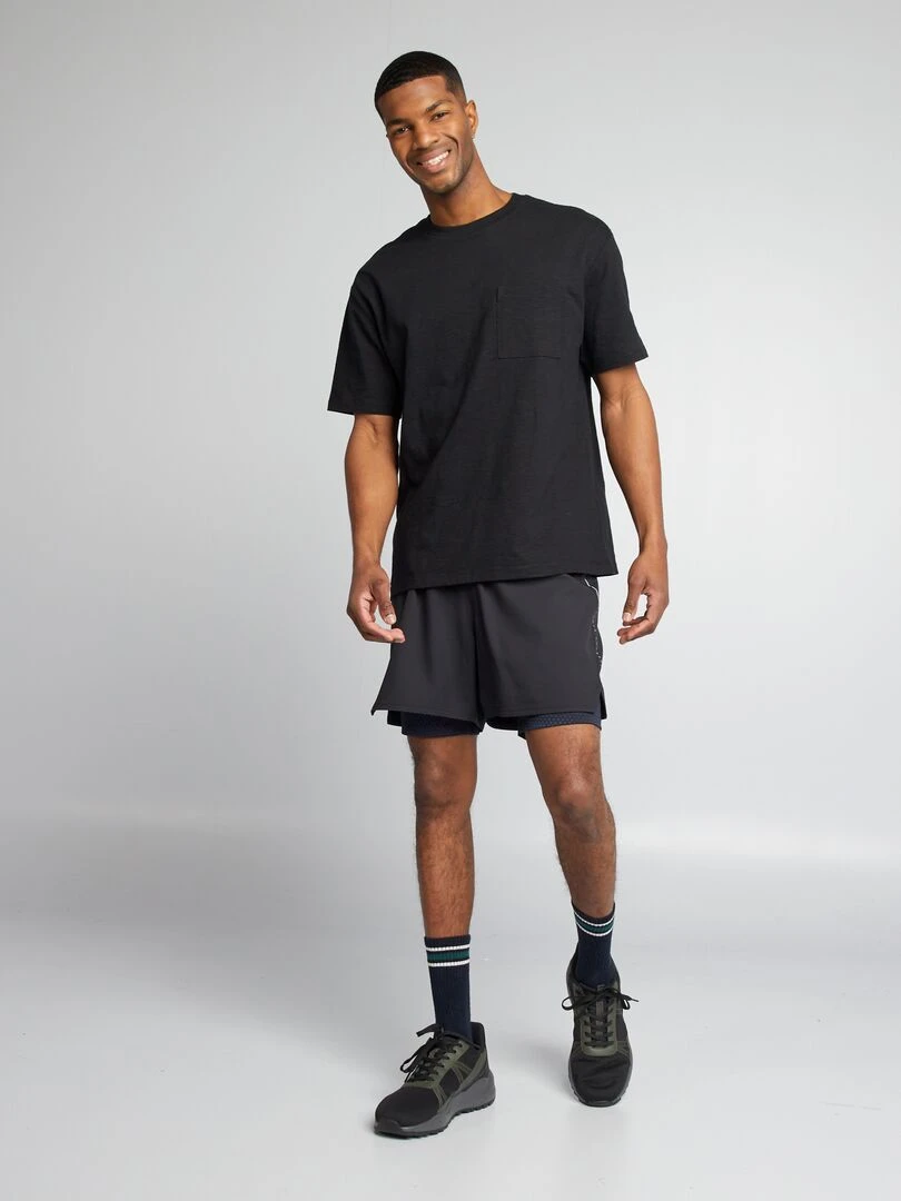 Short de sport 2 en 1   noir