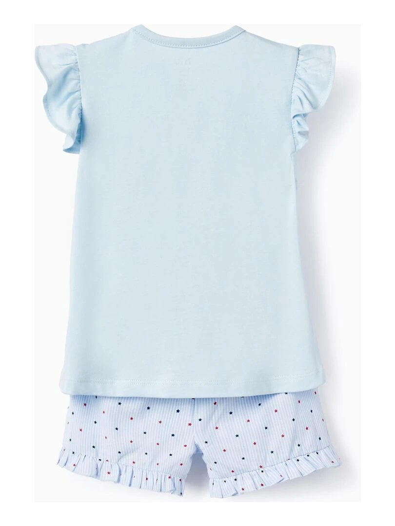 Pyjama En Coton Avec Étoiles Pour Bébé Fille manches courtes Bleu