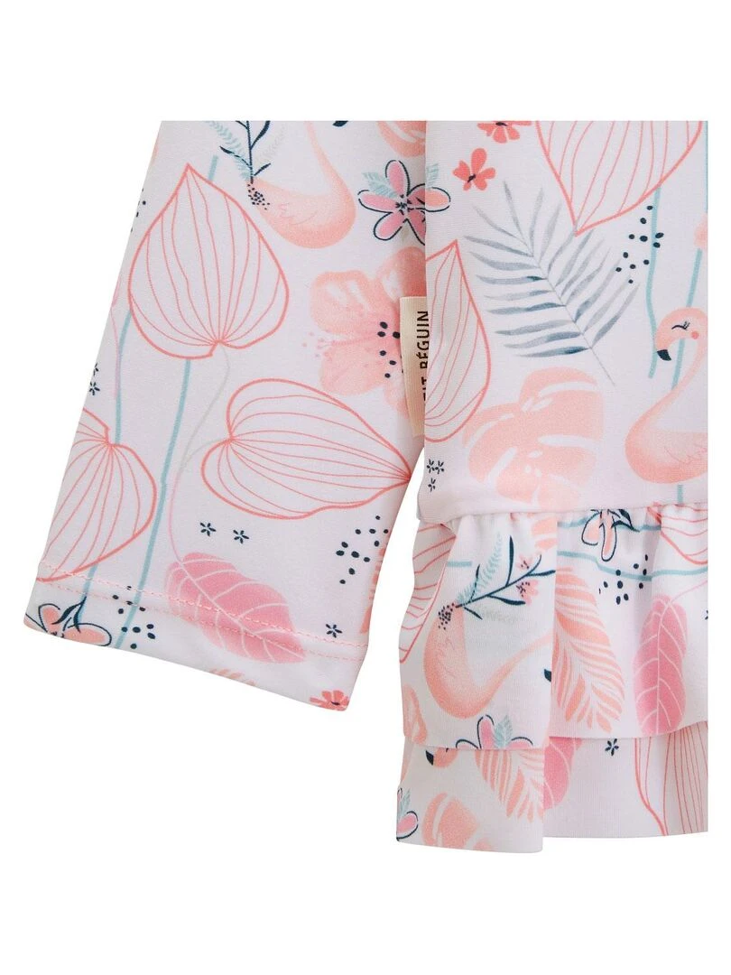 Maillot de bain bébé 2 pièces t shirt de protection UV & culotte Caraibes   Rose