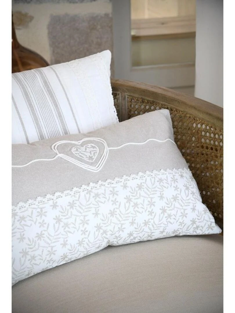 Coussin 30x50 cm Sophie naturel coton   Blanc