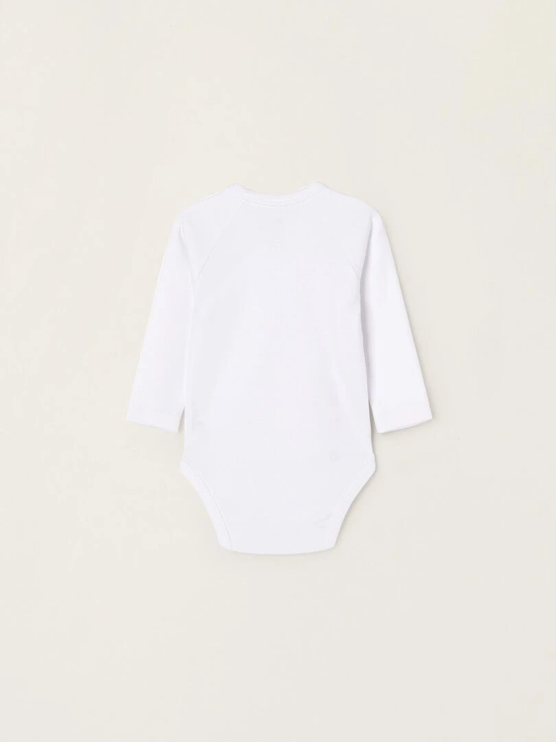 Lot 4 Bodies Croisés en Coton Nouveau Né manches longues ESSENTIALS LINE Blanc