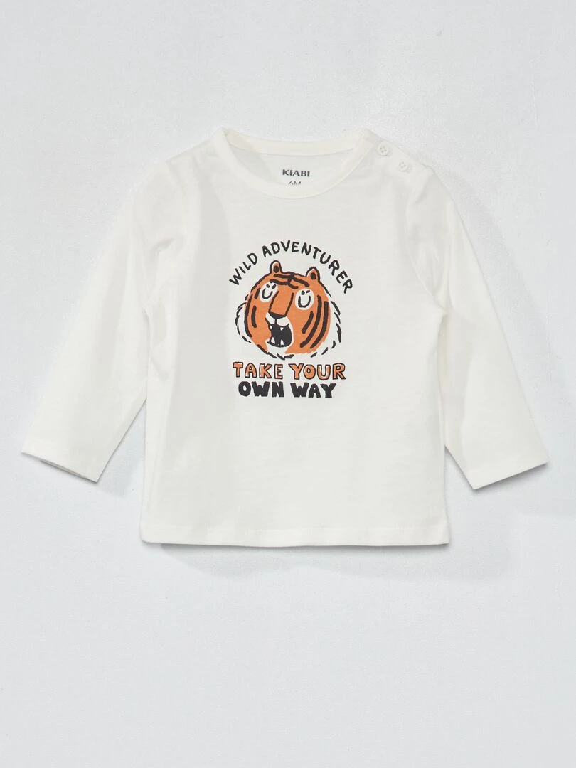 T shirt en jersey avec imprimé Blanc