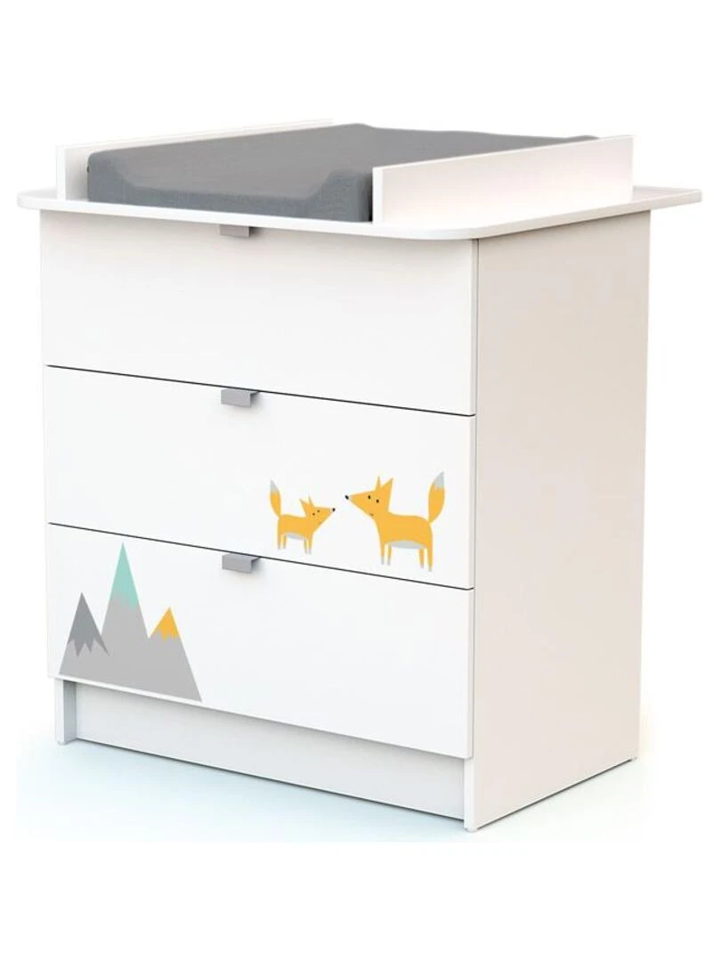 WEBABY Commode à langer Blanc Orange Gris