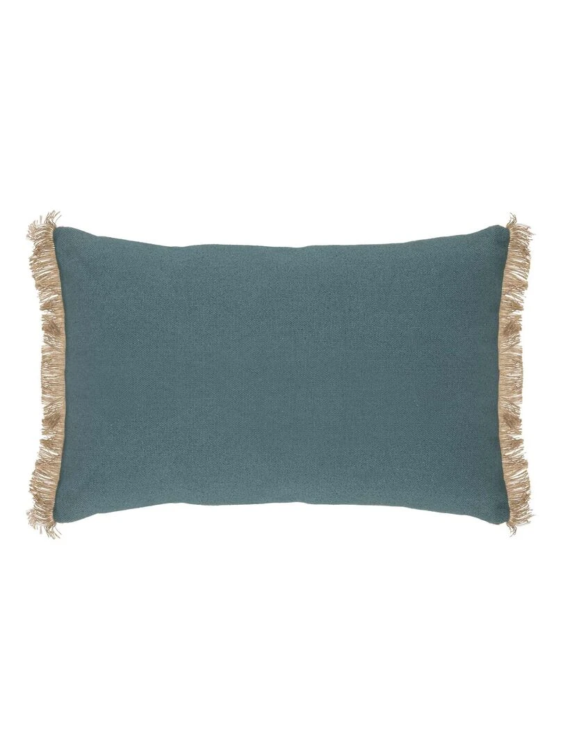 Coussin en coton et jute Bleu