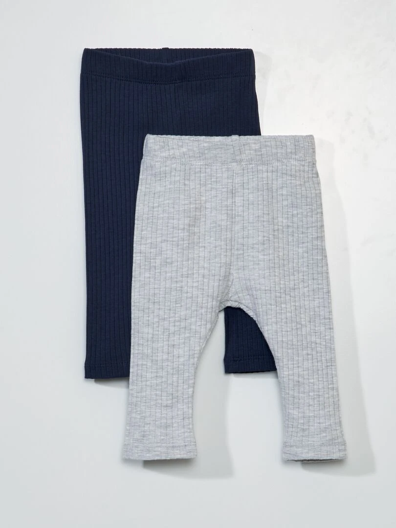 Lot de 2 leggings côtelés Mixte Gris/bleu marine