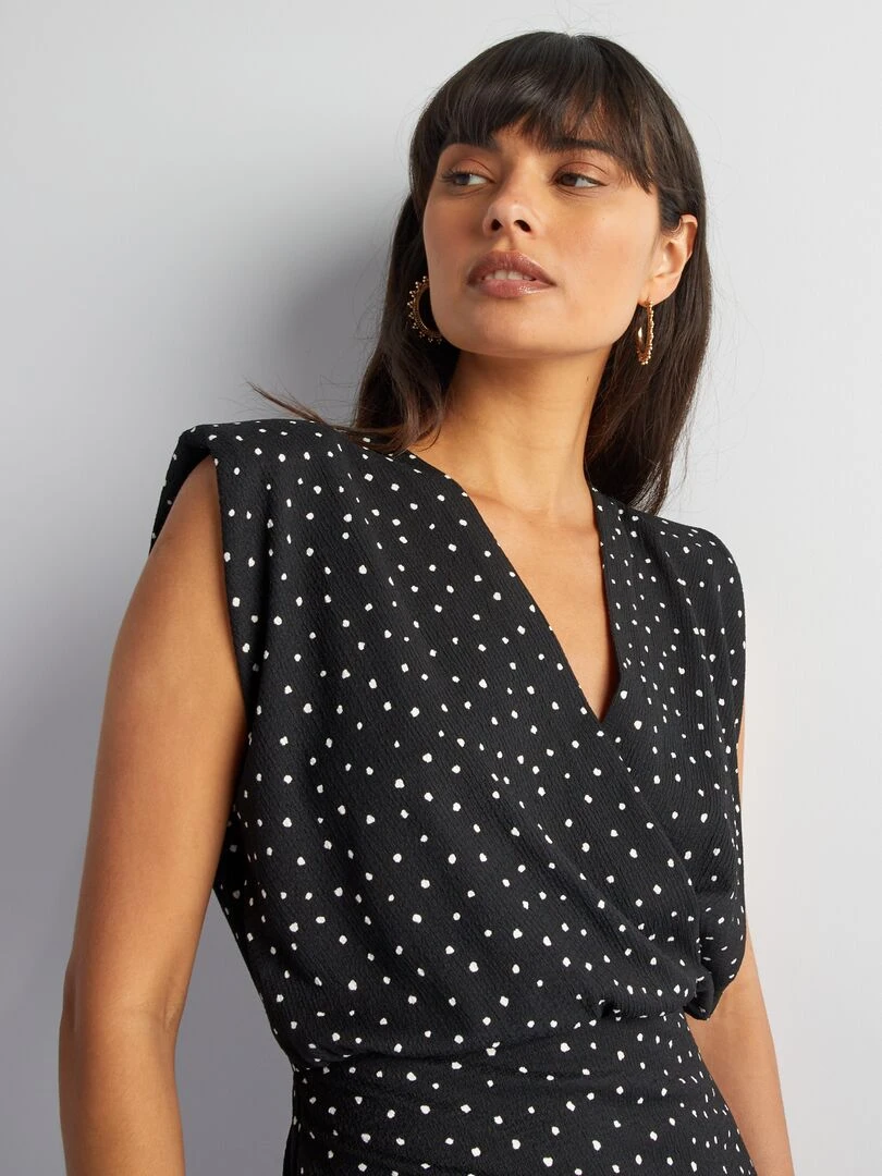 Robe crêpée à épaulettes   Noir