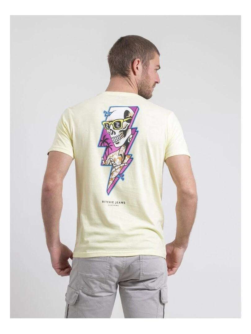 T shirt col rond pur coton NIKISKULL Jaune
