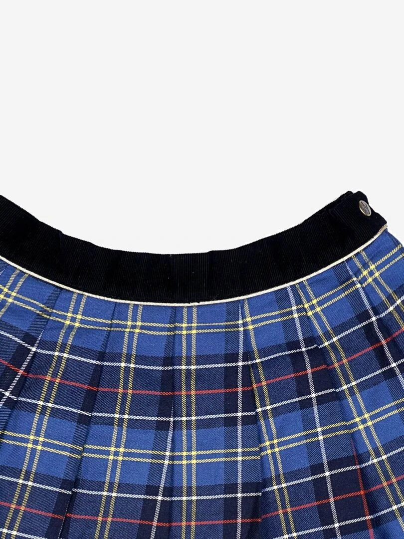 Jupe Écossaise Fille  Carrx Tartan Bleu Roi Jaune  LONDON   'LA FAUTE A VOLTAIRE'   Bleu Jaune Gris